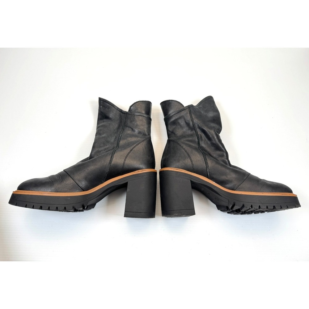 Free people‎ Jack Zip Ankle Boots Women 40 US 9-9.5 EUC Leather Block Heel Black - Picture 4 of 12